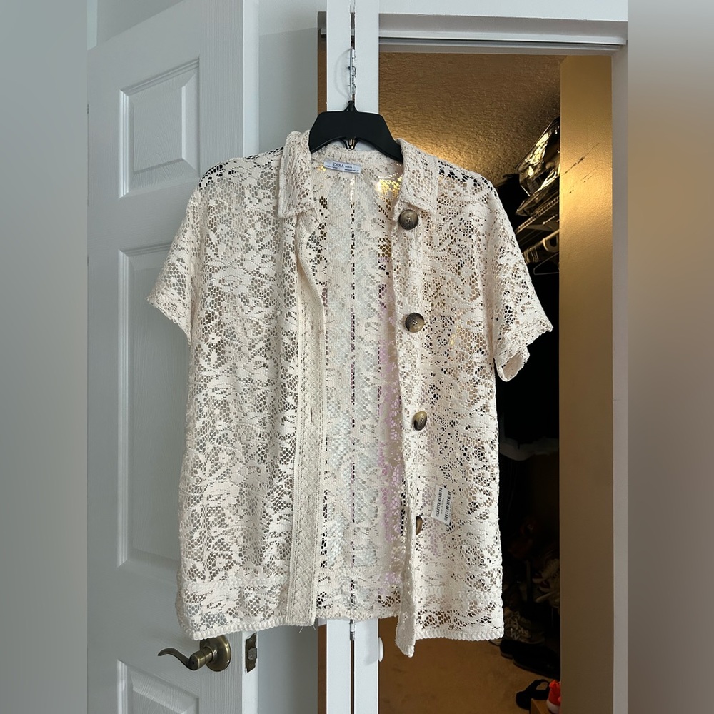 Zara Beige Lace Blouse